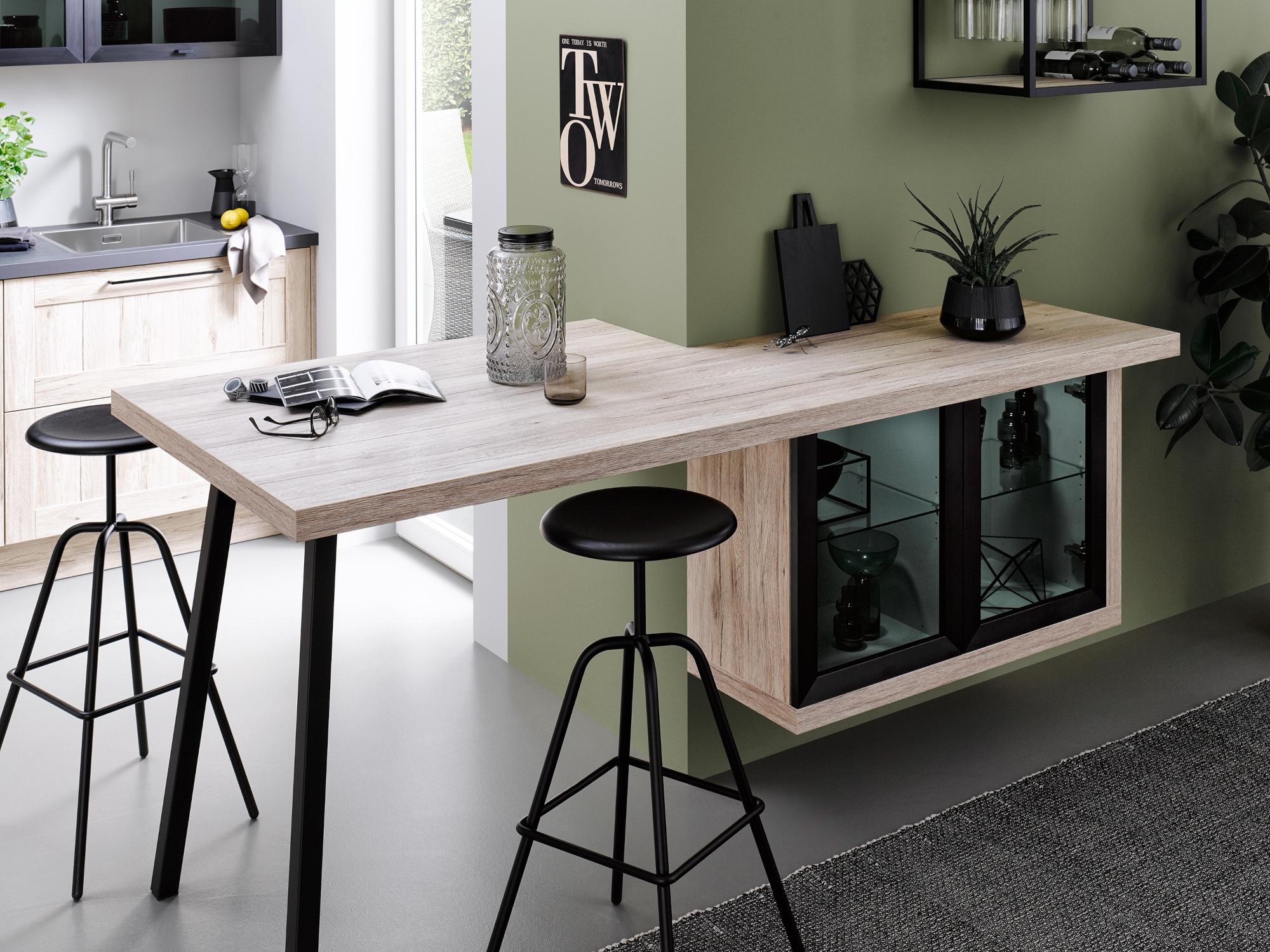 Hanseatische Küchenschmiede Hamburg Wohnmöbel Boston Eiche Sand Tisch