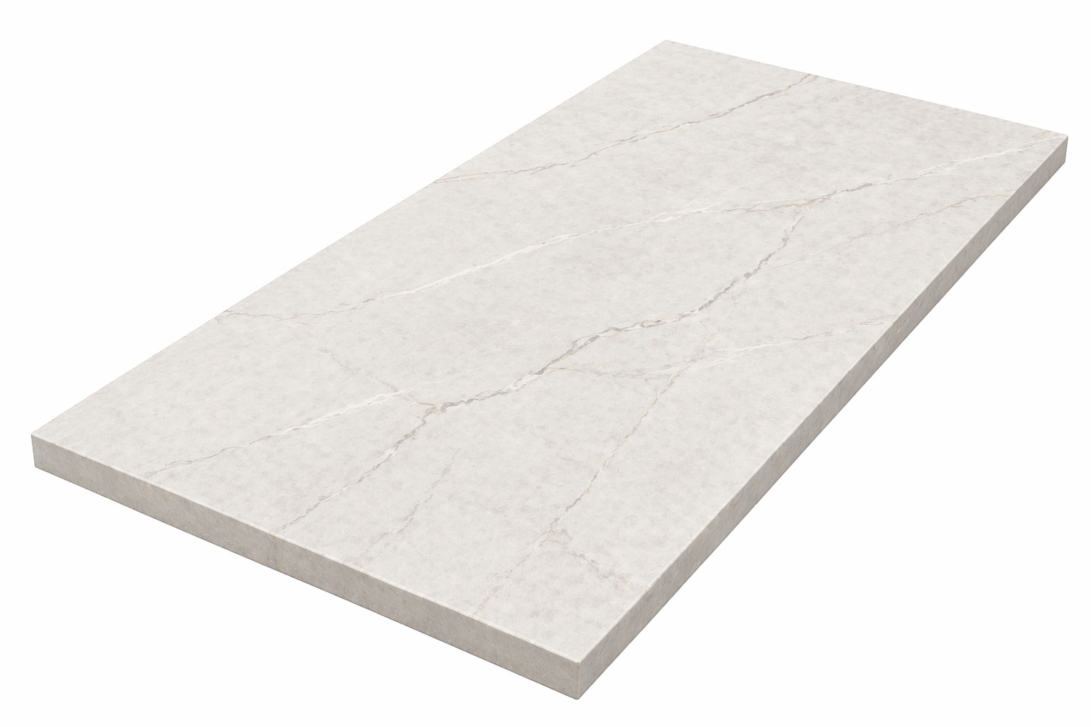 Helle Keramikarbeitsplatte als freigestelltes Produktbild vor weißem Hintergrund