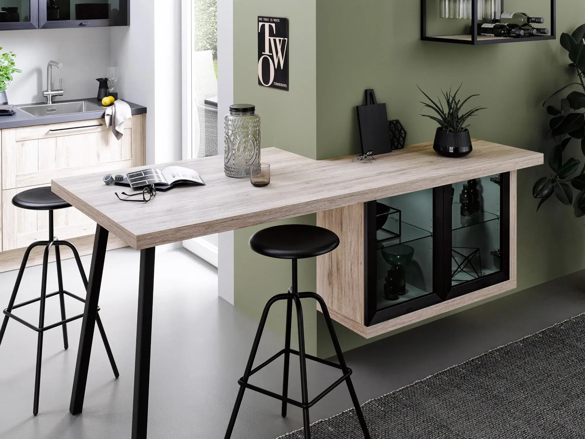 Hanseatische Küchenschmiede Hamburg Wohnmöbel Boston Eiche Sand Tisch